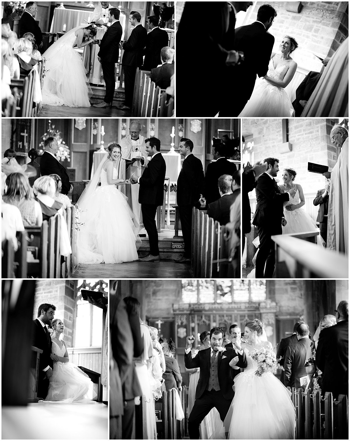 Church ceremony in black and white