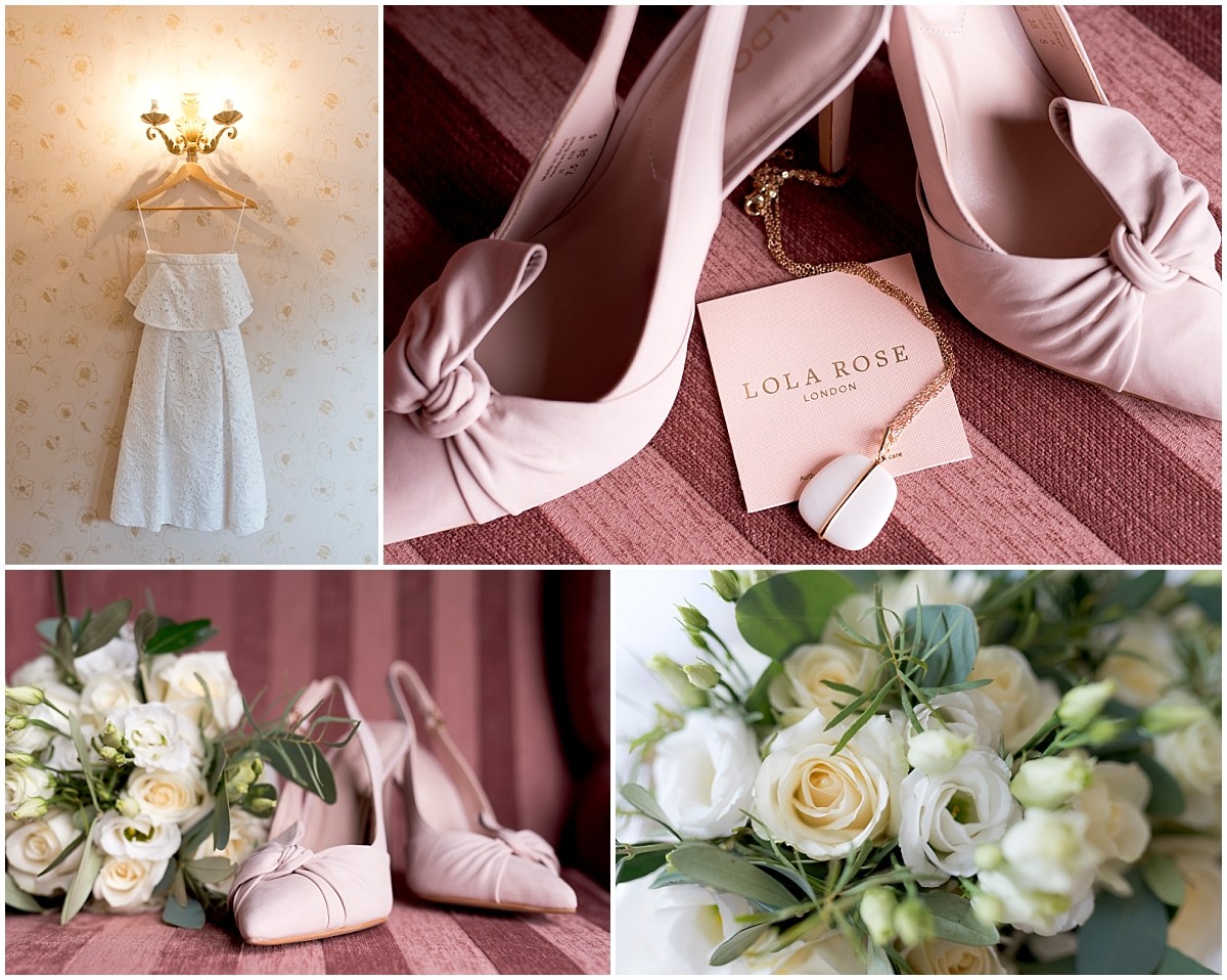 bridal shoes and dress