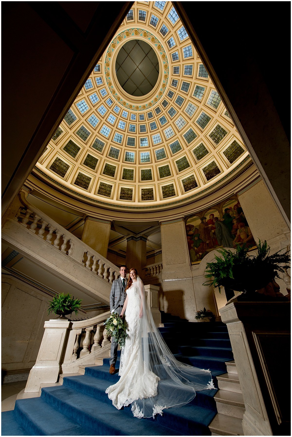 Bride and groom photograph at Nottinghams Council House