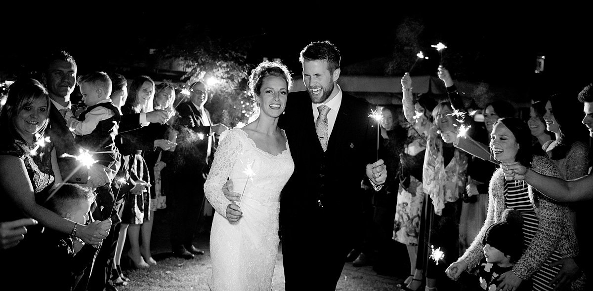 bride and groom sparklers