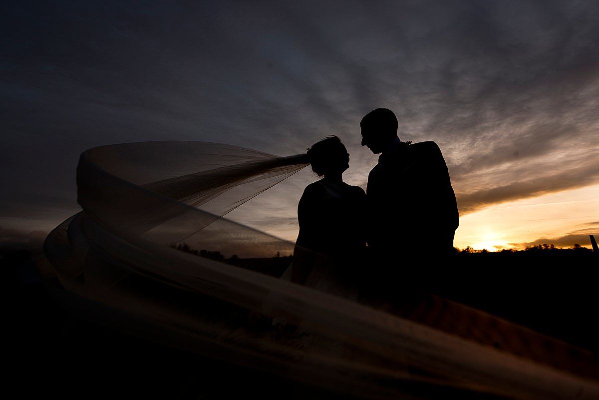 Epic bride and groom veil silhouette