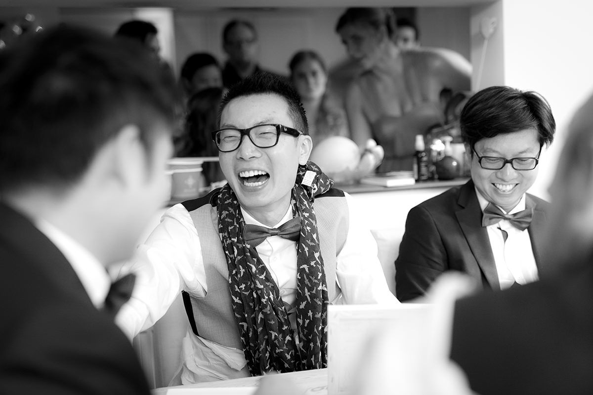 Groom laughter