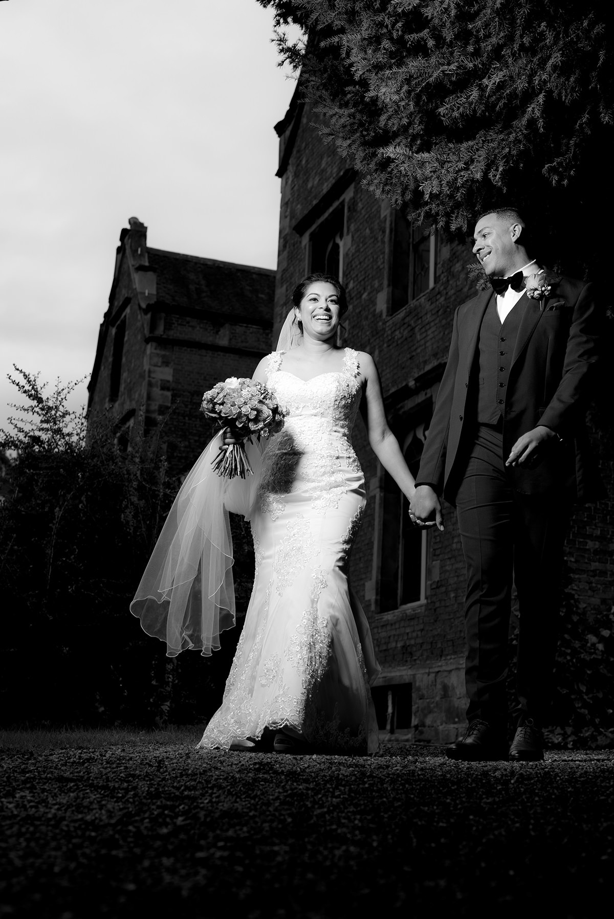 Bride and groom at Thrumpton Hall 