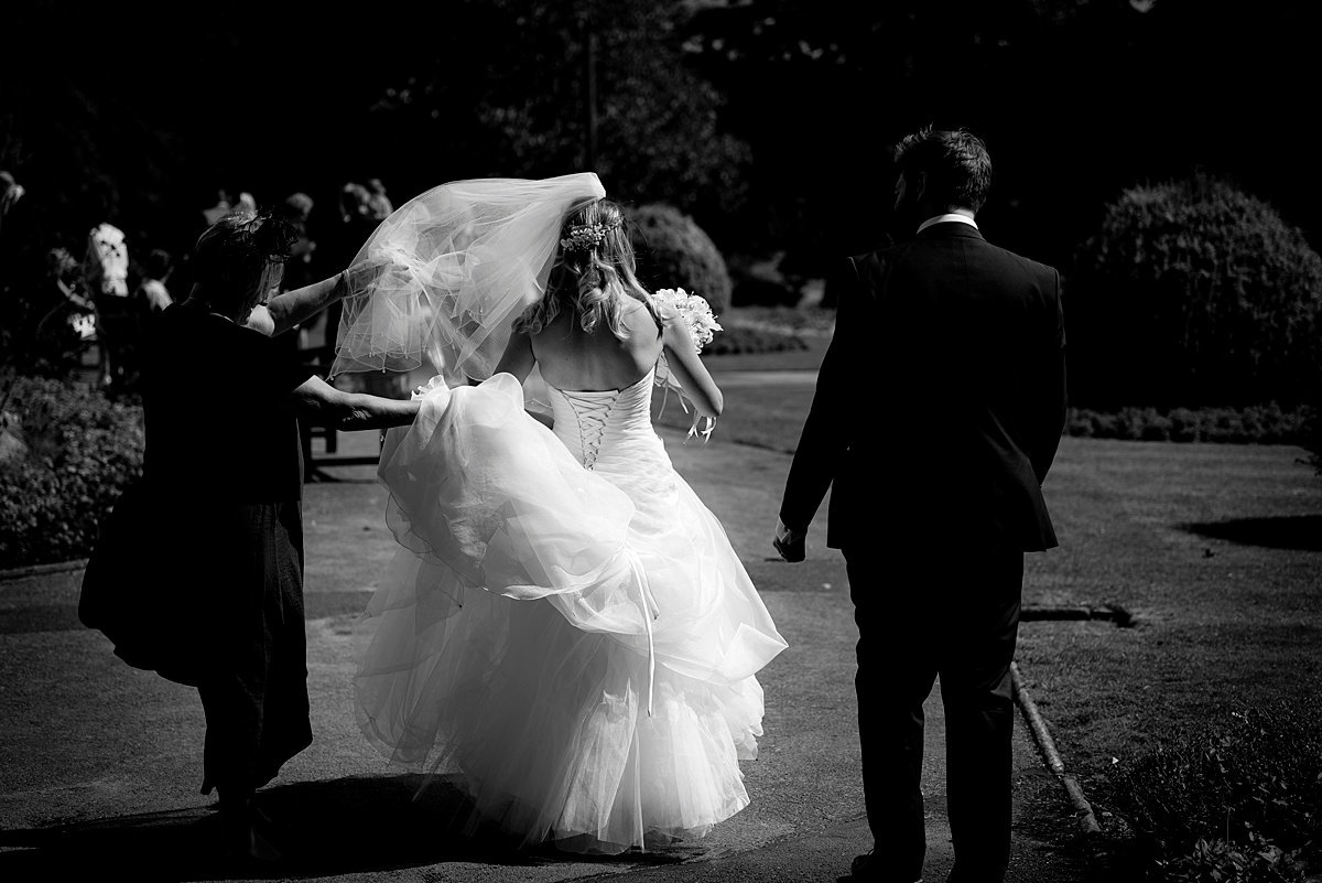 candid bride and dress 